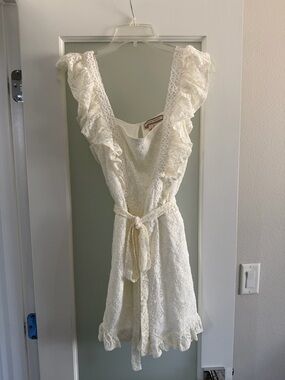 Flying Tomato White Lace Ruffle Sundress